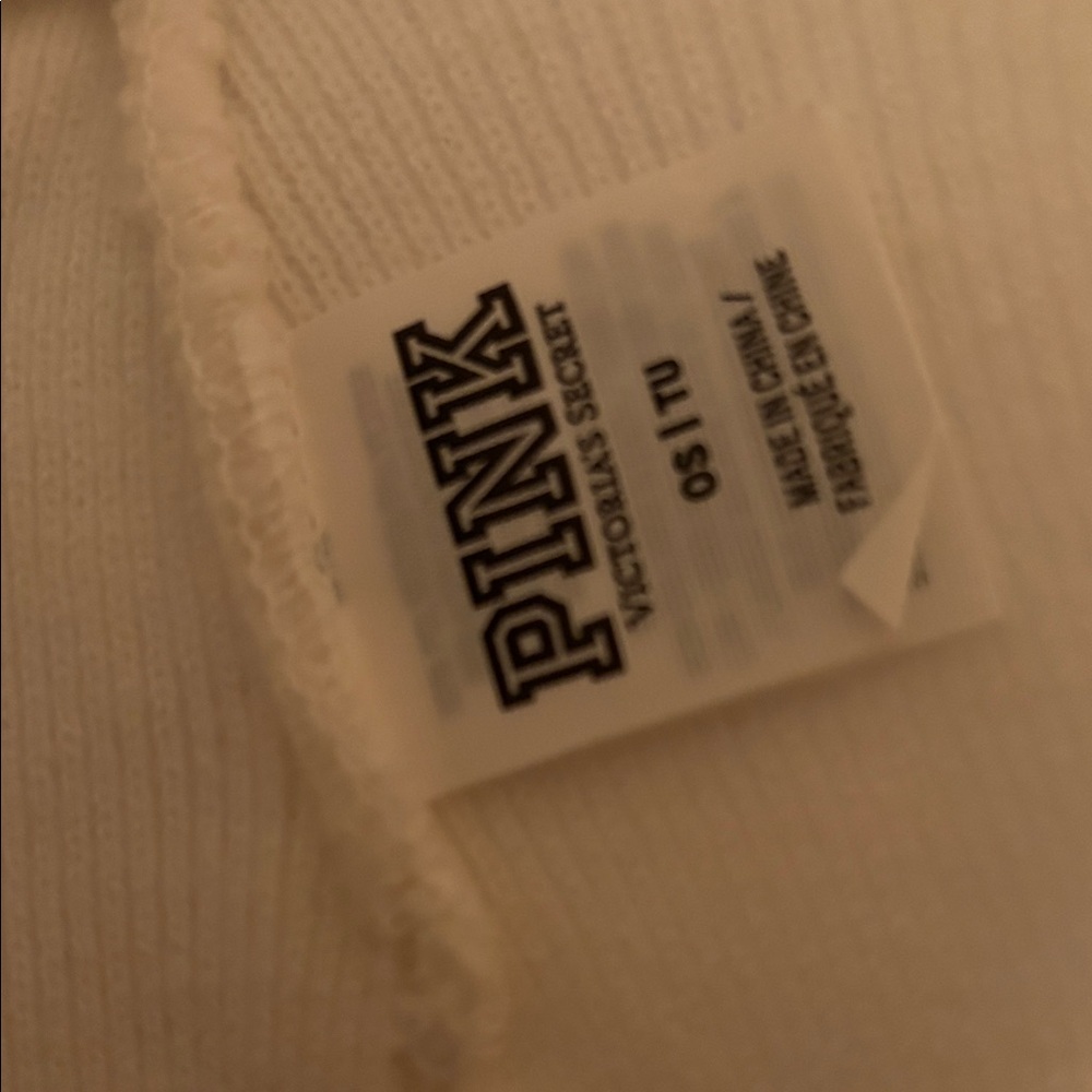 PINK Victoria's Secret White Beanie with Gold Emblem - Picture 6 of 8